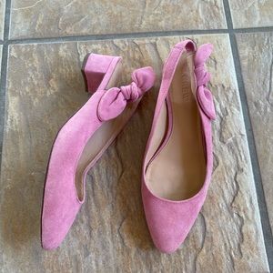 Jcrew pink low-heel pump with bow